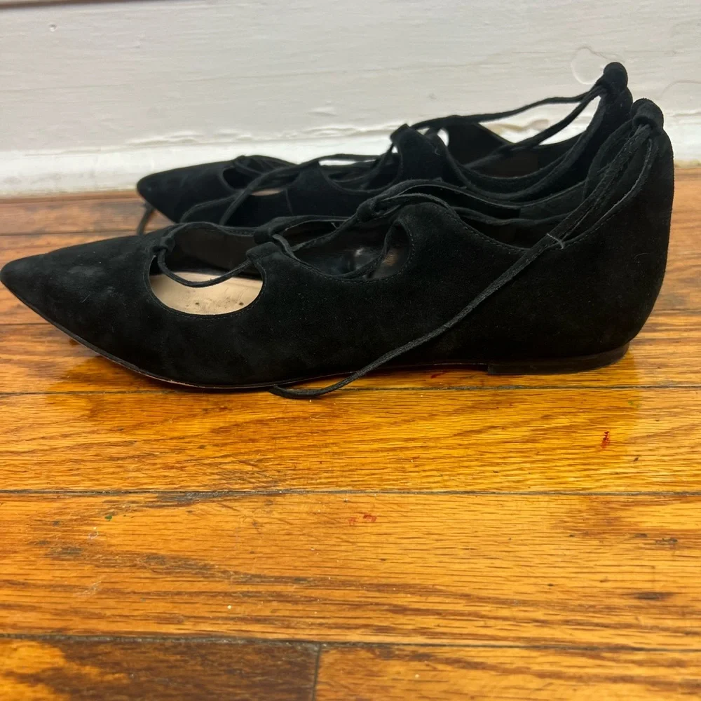 VINCE CAMUTO black suede lace up flats - Picture 6 of 6